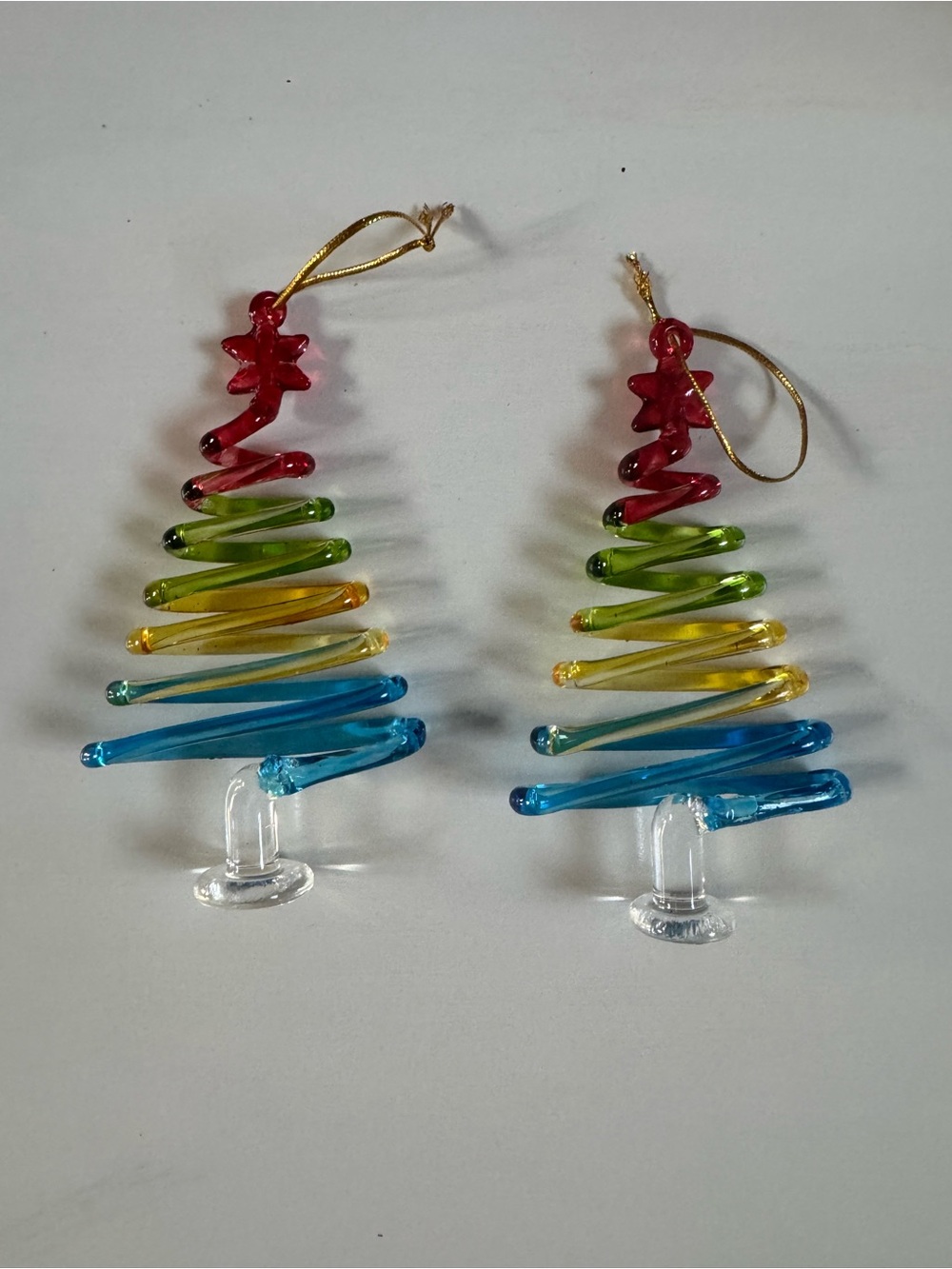 Colorful Spiral acrylic Glasslike Tree Ornaments - Set of 2